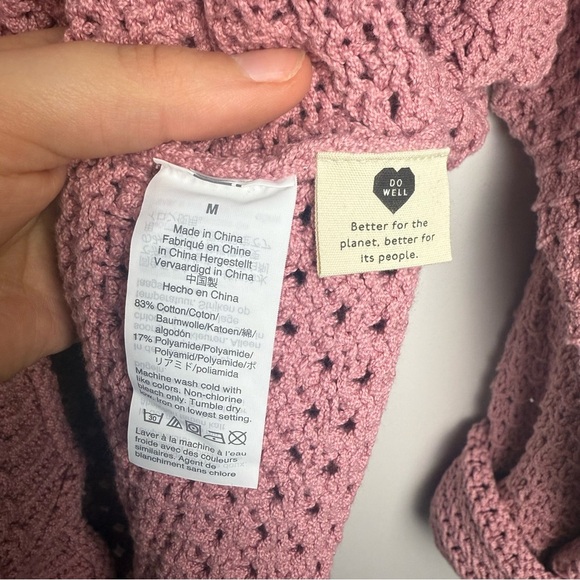 Madewell Open Stitch Austen Pullover Sweater Dusty Pink Size M Beachy Coastal - Picture 12 of 12